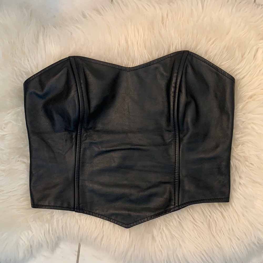 Genuine Leather Corset Top - Large
